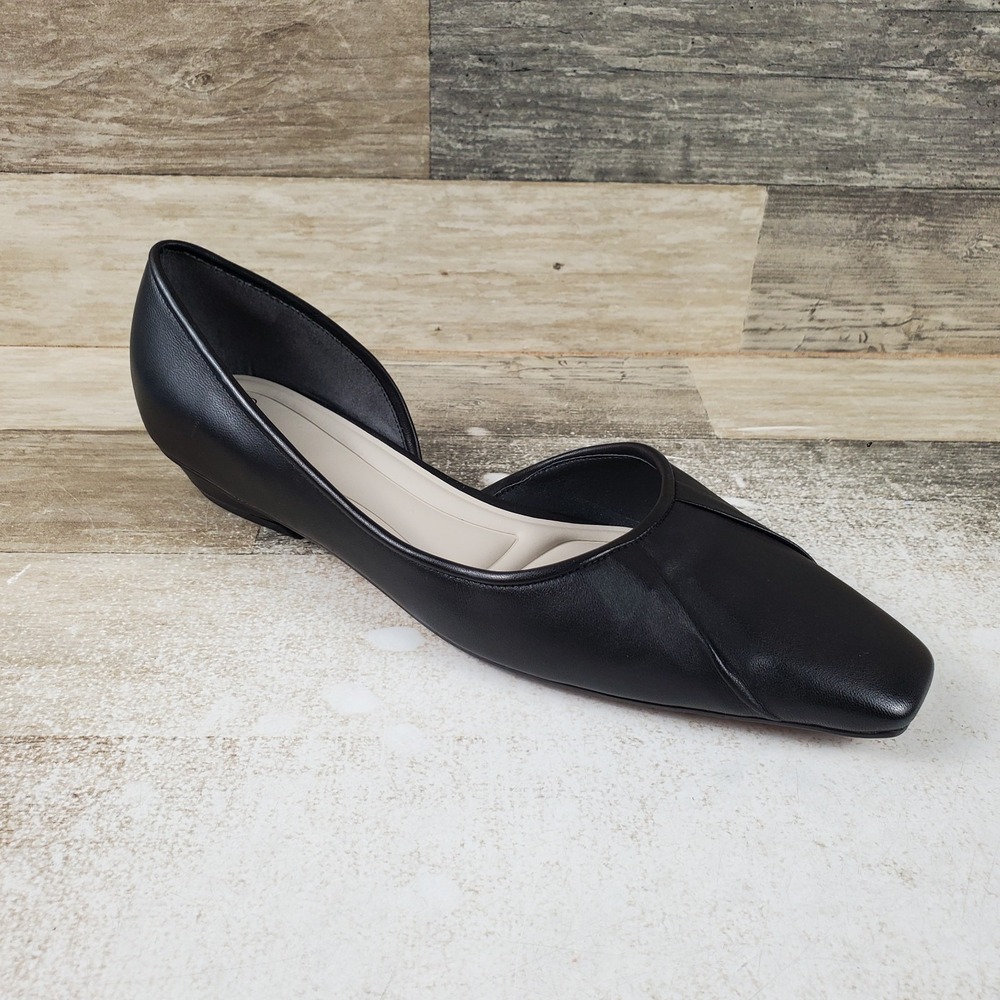 Franco Sarto Debrah Womens Flat Shoe Sz 9 M Smooth Black Leather Slip On Comfort